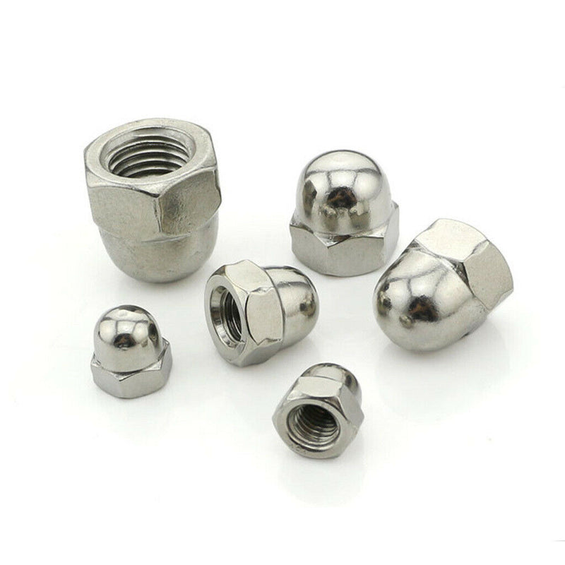 10Pieces Stainless Steel Dome Nuts Hex Cap Nuts for Threads Bolt Screws  M4