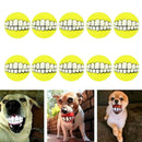 10x Dog Balls Toys - Squeaky Funny Teeth Clean Chewing Balls Toys Pet Supplies