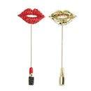 Fashion Women Crystal Red Lips Brooch Collar Lapel Pin Jewelry Accessories G Gw