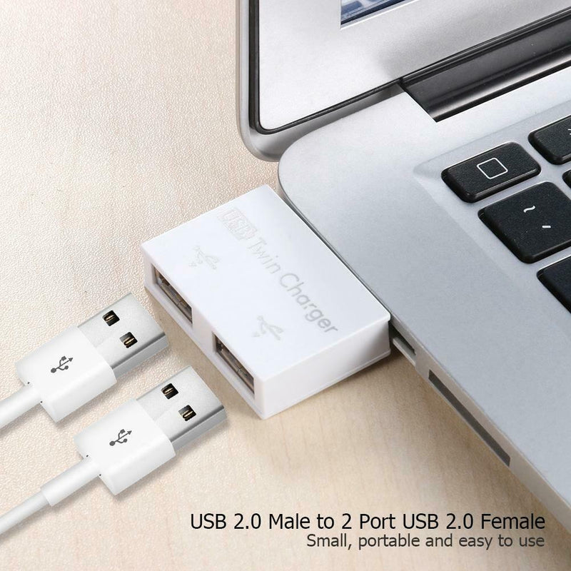 USB 2.0 Male to Twin Charger Dual 2 Port USB Splitter Hub Adapter Converter