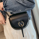 Women'S Semi-Circle Crossbody Bag Solid Color Pu Leather Handbag Ladies Mes K1S5