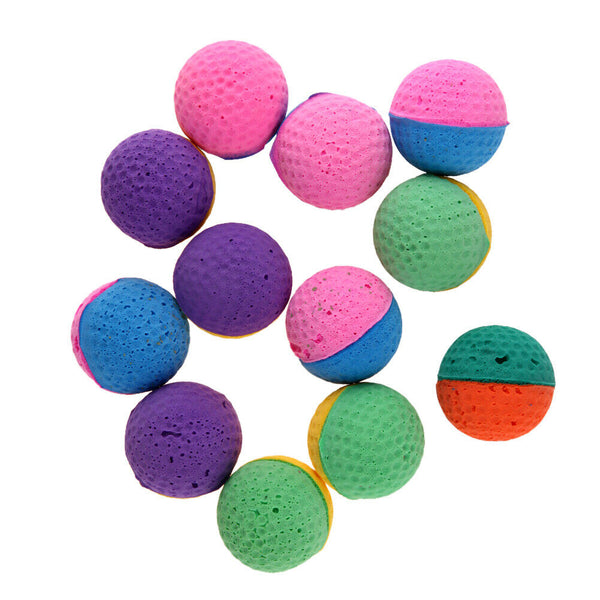 12pcs Funny Colorful Soft Latex Feathered Ball Toys Pet Cat and Dog Toys #gib