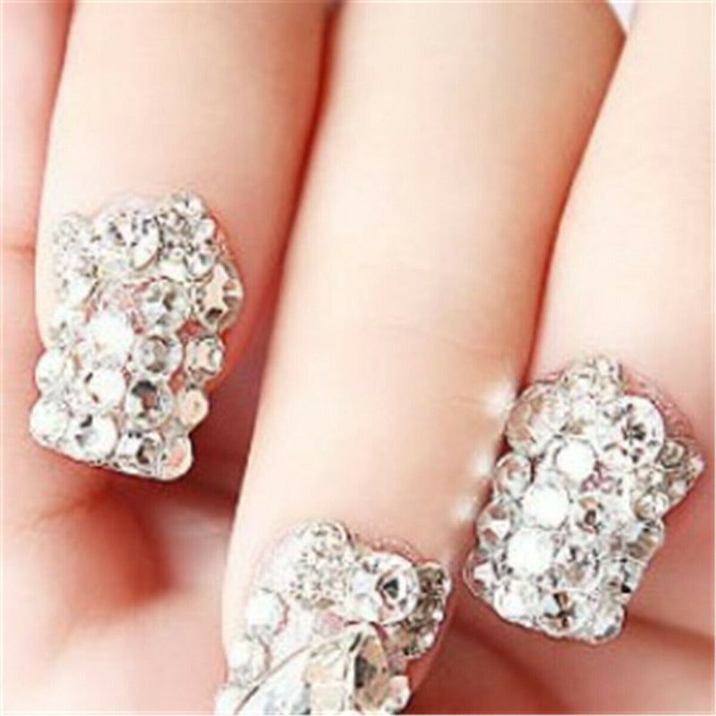 12 Grids Box Crystal AB Nail Rhinestones Flat Back Diamond Nail Art Decor DIY