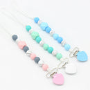 Baby Pacifier Clip Chain Colorful Love Heart Silicone Dummy Pacifier Clip C U9X3