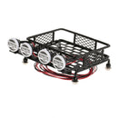 RC 1/10 Metal Roof Rack Luggage Carrier with Round LED Lights 2 White 2 Red