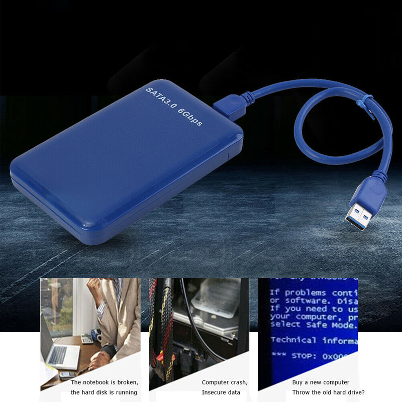 2.5 inch USB3.0 to SATA 3.0 HDD Hard Disk Drive External Case Box (Blue)