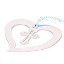 1pcs Chrome Heart Cross Bookmark Religious Baptism Christening Wedding Gift  TO