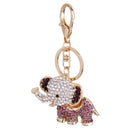 Women Ladies Rhinestone Elephant Charm Pendent Keychain Keyring Gifts Purple