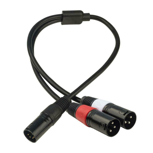 5 Pin XLR Plug To XLR 3 Pin Dual Socket Cable Distributor Y Splitter Microphone