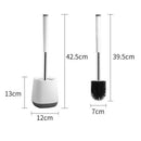 Toilet Brush and Base Kit with Aluminum Handle and Soft Silicone Bristles S