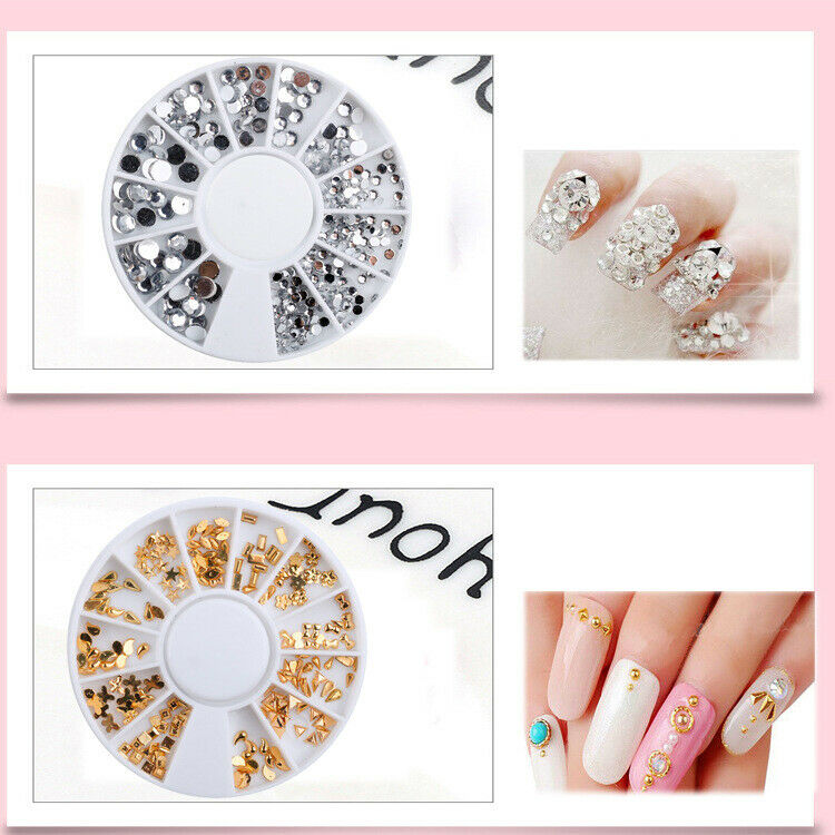 Nail Art Jewelry 12 Grid Disc Hollow Alloy Color Gravel Rivet Rhinestone Ma A2R6