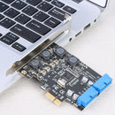 Front PCI-E to 19/20 Pin Adapter Desktop USB 3.0 PCI Express Expansion Card A