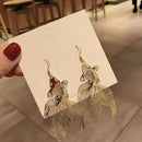 Fashion Good Luck Koi Fish Hollow Earrings Hook Drop Dangle Women Xmas Gift Hot