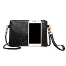 Alligator Pattern Wristlet Clutch Women Shoulder Messenger Handbags (Black)