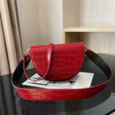 Fashion Women Crossbody Shoulder Bag Crocodile Leather Retro Handbag (Red) A