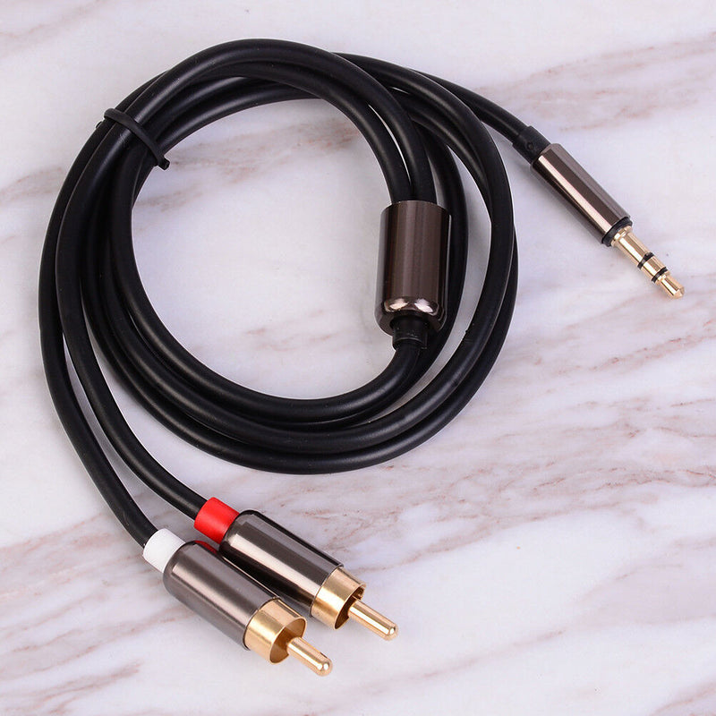 1m 3.5mm Male jack to 2 rca male aux stereo analog audio Y adapter cable cord 3C
