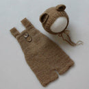 Spring Newborn Photography Clothing Photo Hand-Woven Mohair Bear Rompers+Hat