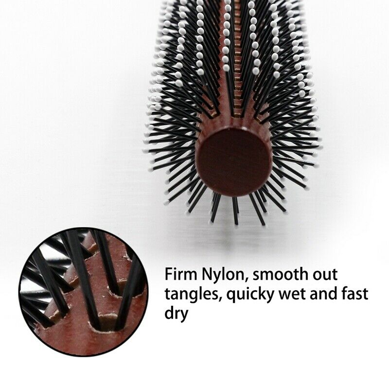 Wood Round Hair Curly Comb With Ball Tip Anti Static Natural Styling Hair B R9M6