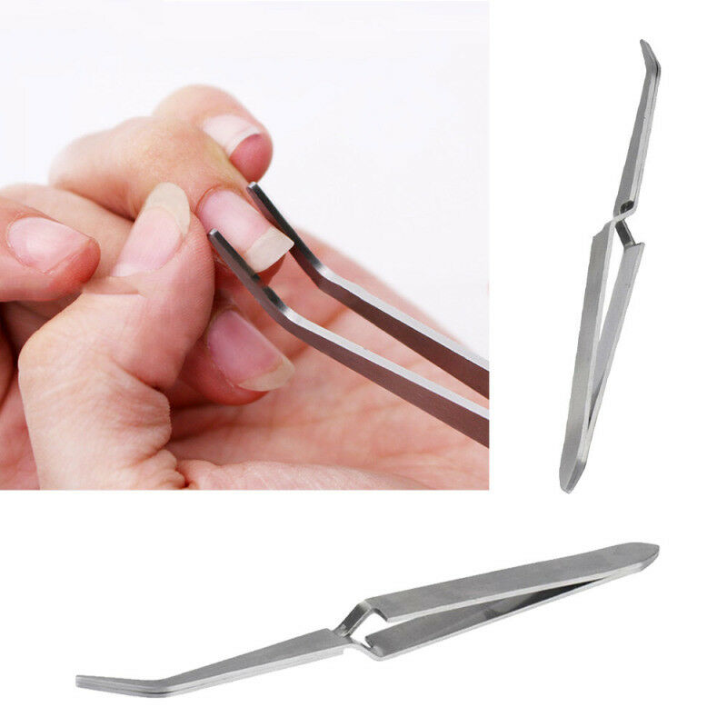 1pcs Tweezers Bent Tip Cross Locking Degree Curved Tip Cross Lock Stainless