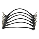 Pack of 6 Electric Guitar Patch Cables Right Angle 6.35mm Jack for Effect Pedals