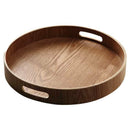 Round Serving Bamboo Wooden Tray for Dinner Trays Tea Bar Breakfast Food Co