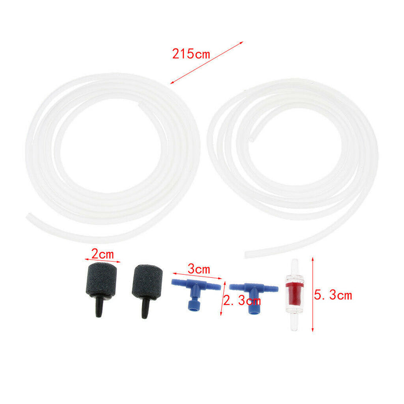 2x Aquarium Air Pump Accessory Kit (Airline, Sand Head,Regulator and Check Non