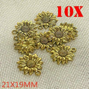 10pcs Golden Sunflower Beads Charms Necklace Bracelet Pendant Jewelry Making Set