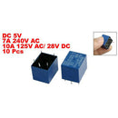 10 Pcs DC 5V Coil 7A 240VAC 10A 125VAC/28VDC 5 Pins SPST Power Relay JQC-3F O4W6