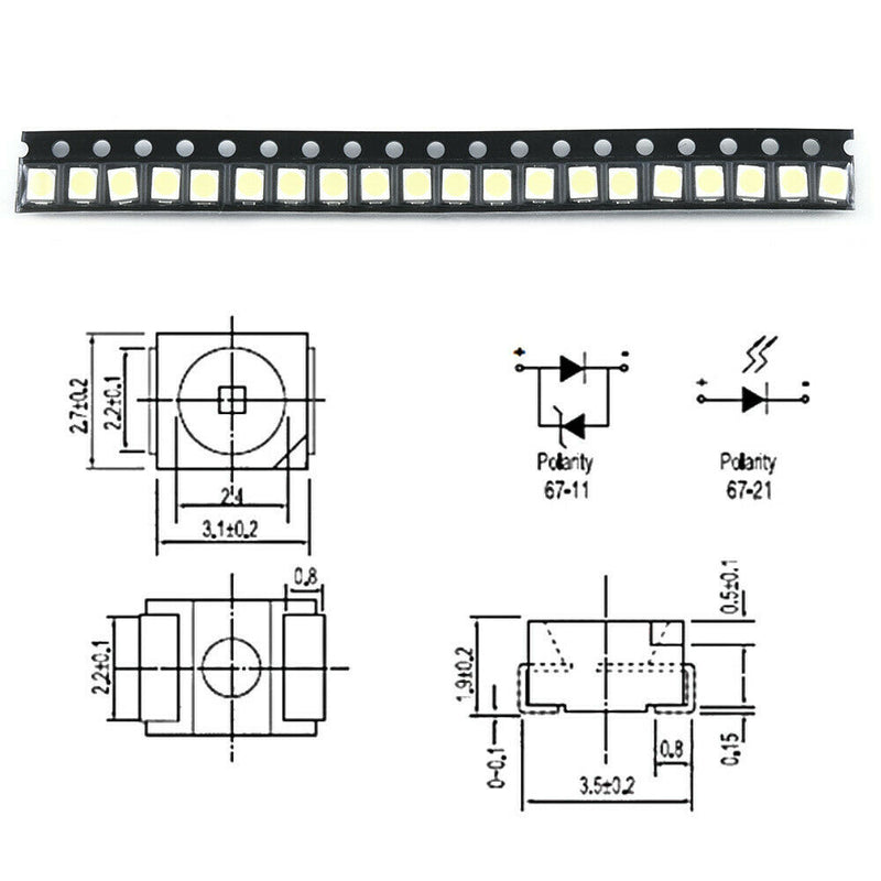 Lots 100pcs 3528 White Ultra Bright Light Diode 1210 SMD LED