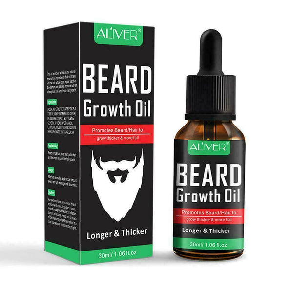 30ml Men Natural Moustache Beard Growth Essential Oil Grower Boost Hair Bea P1A7