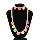 Princess Necklace Bracelet Set Jewelry Girls Rose Pattern Gift for Baby Fad JR