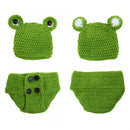 Newborn Baby Girls Crochet Knit Costume Frog Prince Photography Prop Outfits wZ