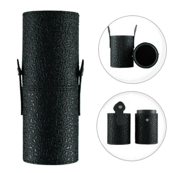 Leather Cosmetic Cup Case Makeup Brush Pen Holder Empty Storage Box Organizer