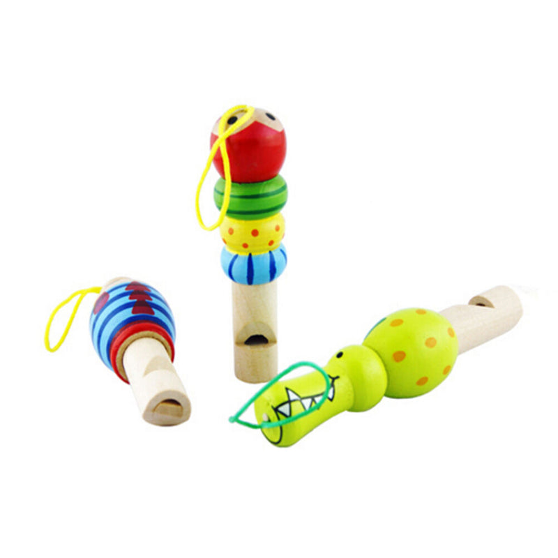 Baby Kids Children Random Lovely Wooden Cartoons Animal Whistle  Toys MO