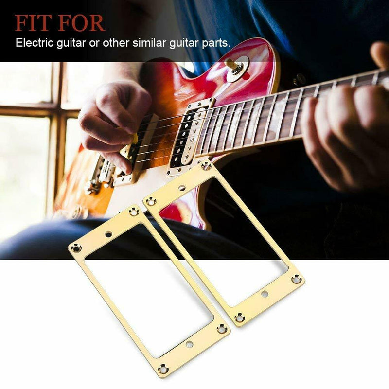 2 Pcs Metal Flat Humbucker Cover Guitar Pickup Frame Mounting Ring