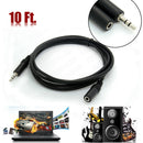 10ft 3.5mm 1/8" Stereo Audio Aux Headphone Cable Extension Cord Male to Fem