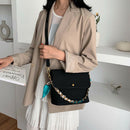 Solid Color Scrub Leather Crossbody Bags for Women Chain Scarf Shoulder Mes