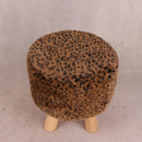 Velvet Round Stool Cover Protector for 35cm Dia. Stool Seats Leopard Print