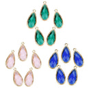 15 Crystal Glass Teardrop Pendant Beads Charms DIY Necklace Bracelet Earring
