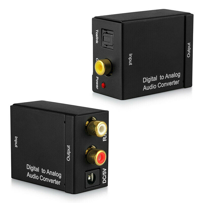 Digital to Analog Audio Converter Coaxial Optical Toslink RCA LR Adapter Black