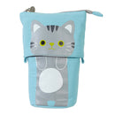 Cute Cat Pencil Case Flexible Pen Bag Zipper Box Makeup Brush Pouch Gray