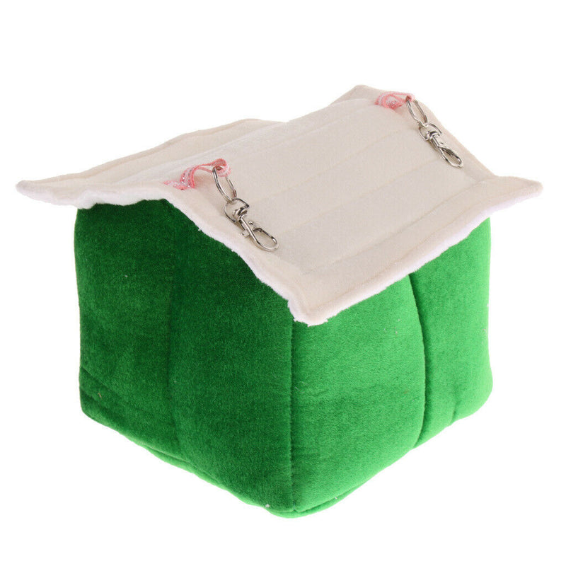 Winter Warm Bird Nest House Parrot Shed Hut Hanging Hammock Finch Cage Green