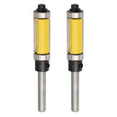 2x 1/4'' Shank Top & Bottom Bearing Flush Trim Router Bit 12.7x25mm Yellow