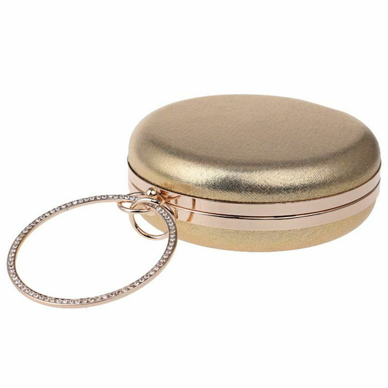 Round Shaped Women Evening Bags Diamonds Simple Clutches Chain Shoulder Bag X7I3