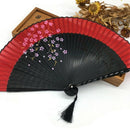 Handheld Fan Sakura Printing Folded Fans Spun Silk Bamboo Hand Held Props f
