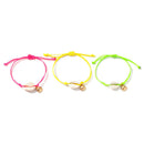 3Pcs Braided Leather Yellow&Green&Pink Bracelet For Women Natural Shell&Cla