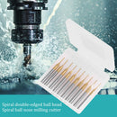 10pcs Spiral Double Edge Ball Head Drill Bit Titanium Plated Milling Cutter