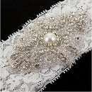Ivory Lace Wedding Garter w/ Rhinestones & Beadings Bridal Prom Garter Belt