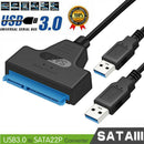 Dual USB 3.0 To SATA 2.5" Laptop Hard Disk Drive SSD Adapter Converter Cable