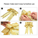 12 Pcs Glitter Christmas Tree Bow Ribbon Bows, Long 10 Inches and Wide 8 In